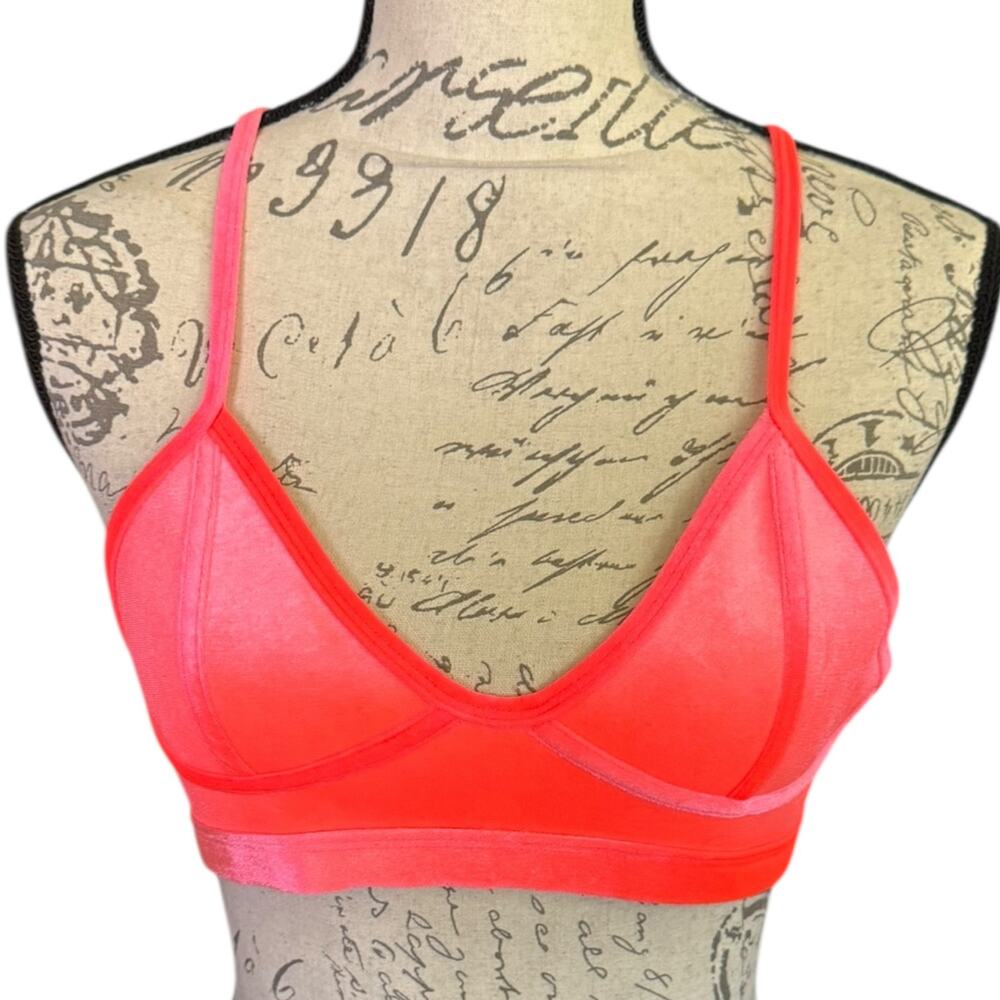 Hoaka Velvet Neon Pink/Orange Sunset Bikini Top X-Small NWOT
